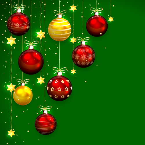 Boules de Noël avec le vecteur de fond vert vert Noël fond boules   