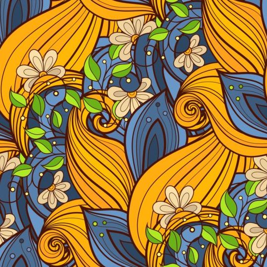 Contour floral vecteur seamless pattern 03 sans soudure motif floral contour   