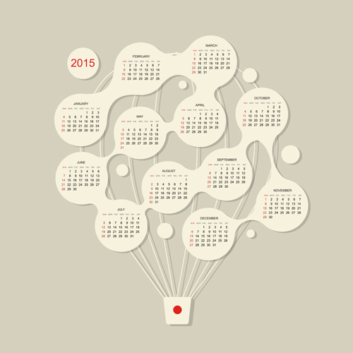 Creative Hot Balloon calendrier 2015 vecteur nouvel an Créatif calendrier ballon 2015   