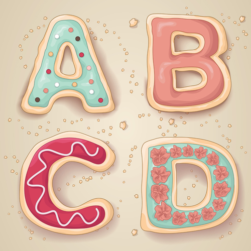 Biscuits mignons avec des lettres vecteur ensemble 01 mignon lettres Cookie biscuits   