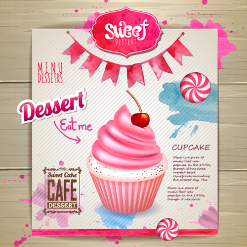 Dessert Sweet menu design Vector 03 sucré menu dessert   