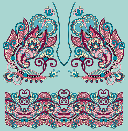 Motif décoratif ethnique vecteur floral 02 motif décoratif motif floral Ethnique décoratif   