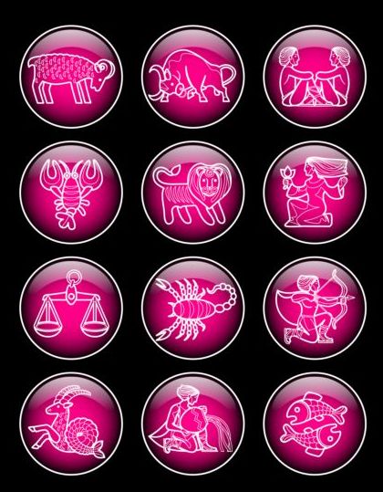 Glas strukturierte zodiac lila Ikonen Vektor Violett Tierkreis Textil-Texter Ikonen Glas   