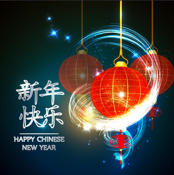 Glückliche chinesische Neujahrs-Grußkarte mit Laternen-Vektor 05 Neu lantern Karte Jahr happy Chinesisch Begrüßung   