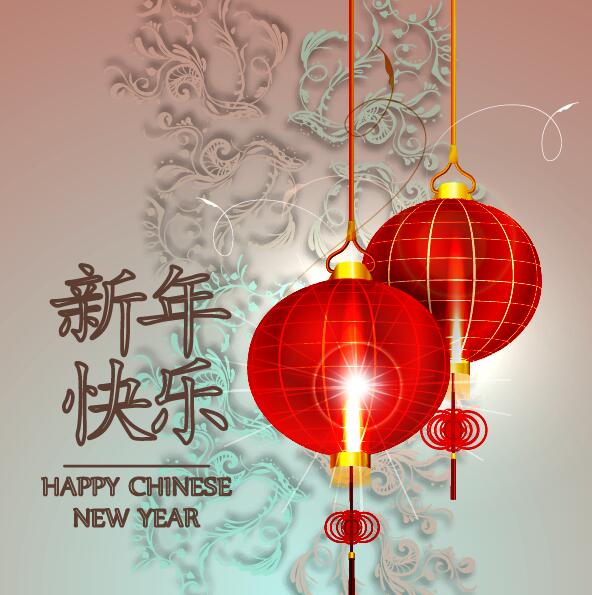 ハッピー中国の新年グリーティングカードとランタンベクトル15 新しい 年 中国語 ランタン ハッピー グリーティング カード   