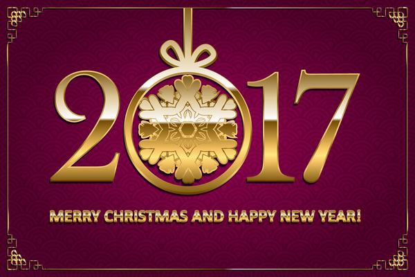Frohes neues Jahr mit Weihnachten 2017 goldener Textvektor 10 Weihnachten Neujahr Jahr happy gold 2017   