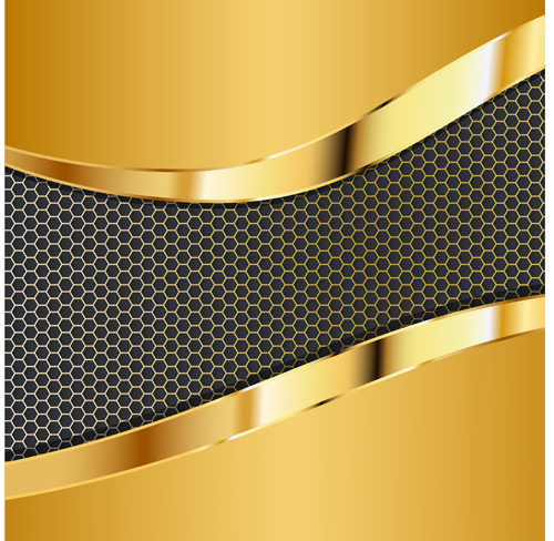 Wabenmuster und Goldhintergrund Vektor Muster Honigwabe Hintergrund gold   