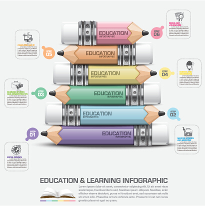 Lernen mit Bildung infographischen Elementen Vektor 09 Lernen Infografik Elemente Bildung   
