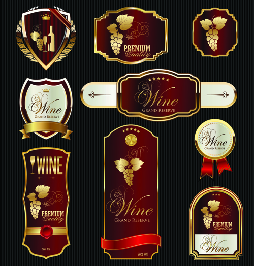 Étiquettes de vin or de luxe Vector 03 or luxe étiquettes   