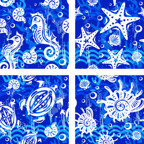 Éléments nautiques bleu sans soudure motif vecteur 07 sans soudure Nautique modèle elements   