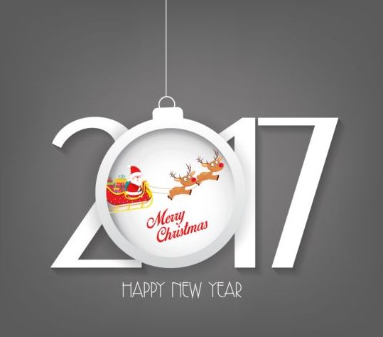 Nouvel an 2017 texte avec vecteur boule de Noël 07 nouveau Noël Boule année 2017   