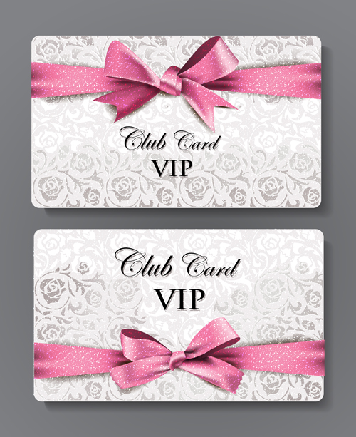 Rosafarbener Bogen mit floralen Vip-Karten Vektor VIP-Karte vip pink Karten floral   