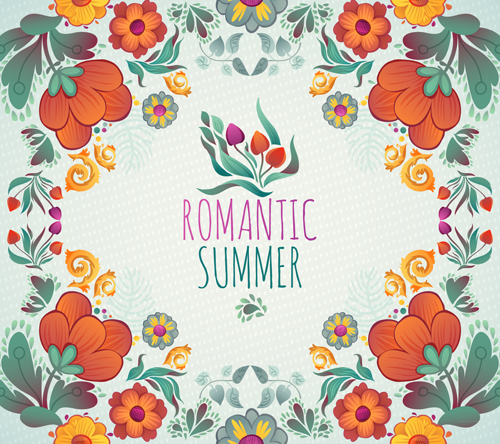 Cartes florales d’été romantique Design vecteur 01 romantique floral été cartes   