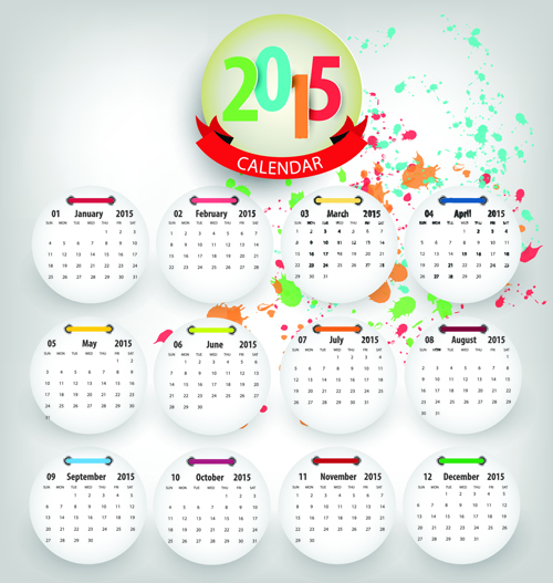 Runde Karten Kalender 2015 Vektor 01 Runde Karten Kalender 2015   