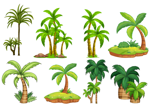 Meeresinseln Palmenpalmen-Vektormaterial 03 Meeresinsel material Inseln Baum   