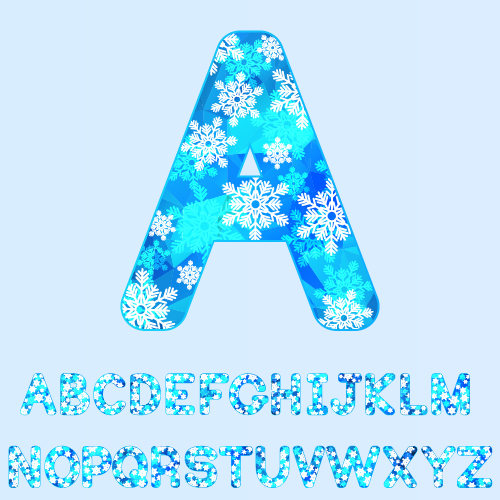 Flocon de neige Noël alphabet vecteur ensemble Noël flocon de neige alphabet   