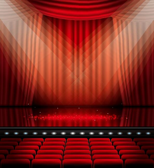 ステージと赤のカーテンベクトルの背景04 赤 ステージ カーテン   