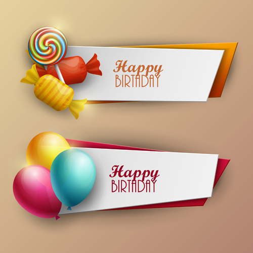 Süß mit Geburtstags-Banner-Vektormaterial 02 Süßes Geburtstag design banner   