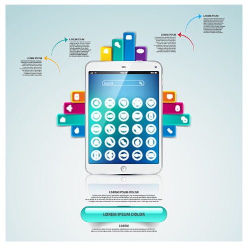 Tablet Telefon mit infographischem Design-Vektor Telefon tablet Infografik   
