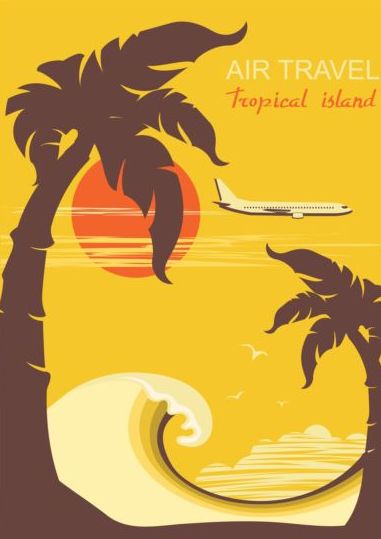 トロピカルアイランド航空旅行ヴィンテージポスターベクトル02 熱帯 旅行 島 ポスター ヴィンテージ   