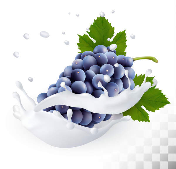 raisins bleus avec le vecteur de lait de Splash splash raisin lait Bleu   