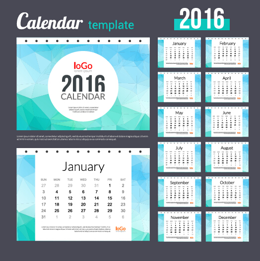 2016新年の机のカレンダーベクトル材料58 材料 机 新しい 年 カレンダー 2016   