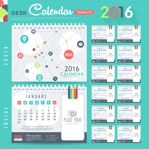 2016新年の机のカレンダーベクトル材料90 材料 机 新しい 年 カレンダー 2016   