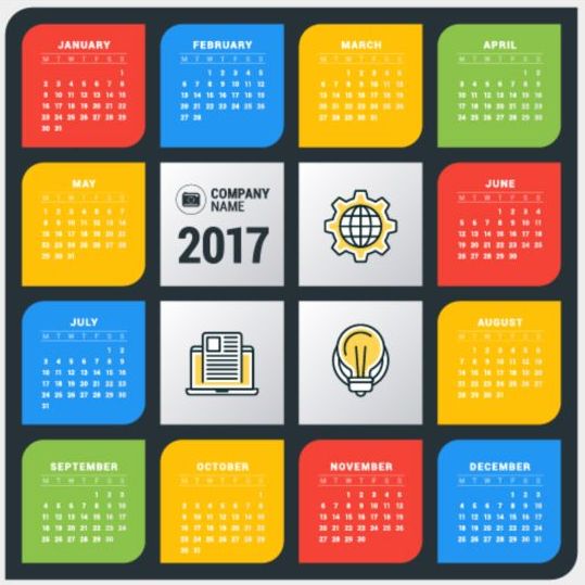 2017 Gitter-Kalendervektormaterial 06 Kalender Gitter 2017   