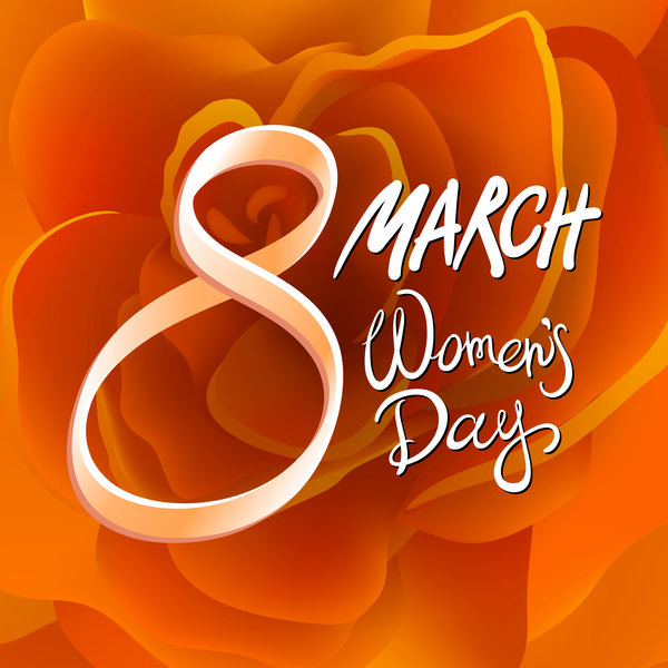 8 mars jour de femmes avec le vecteur de fond de rose 01 rose Mars jour femmes   