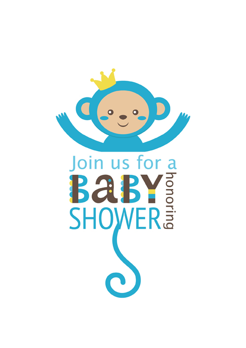Baby-Duschkarte mit Affen Vektor 02 Karte Dusche baby Affe   