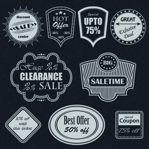 Noir gros badges de vente avec des étiquettes vecteur étiquettes big sale badges   