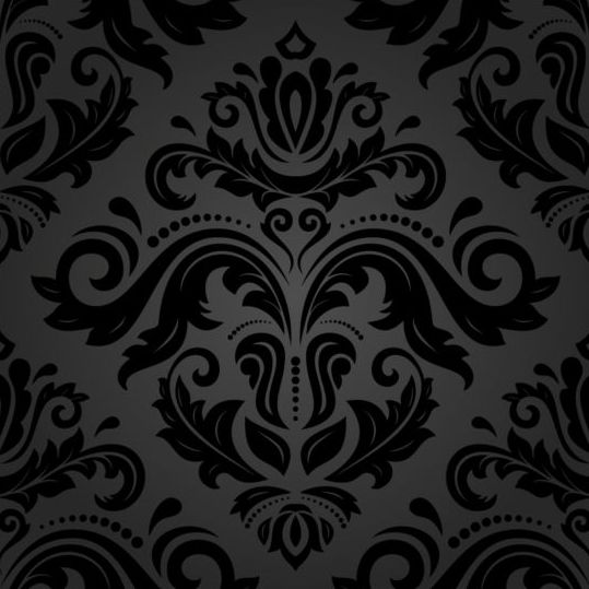 黒花飾り柄ベクター素材08 黒 装飾 フローラル パターン   