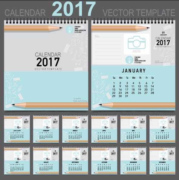 デスク2017カレンダーカバーと内部テンプレートベクトル14 机 内部 カレンダー カバー 2017   