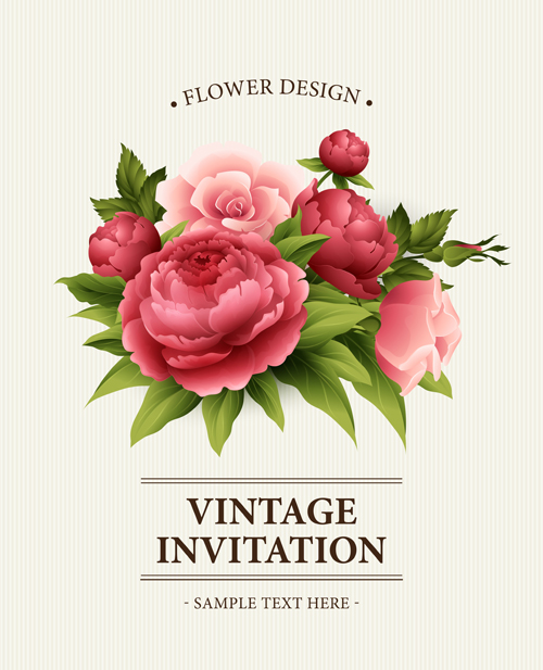 Blumendesign Vintage-Einladungen Karte Vektor 05 Karte Jahrgang Einladungen design Blume   