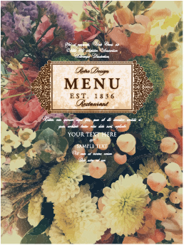 Fleur restaurant menu couverture Vintage styles vecteur 06 style vintage restaurant fleur couverture   