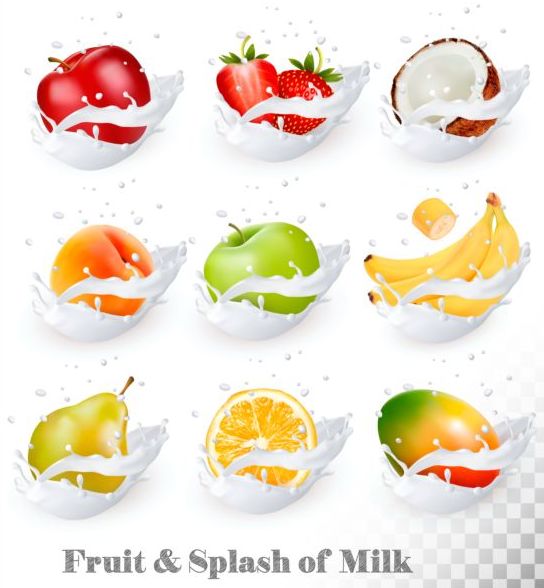 Illustration de vecteur de lait de fruit et d’éclaboussure 06 splash lait fruits   