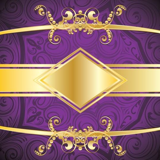 Or avec fond décoratif violet vecteur 02 violet Doré décoratif   