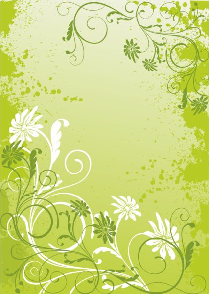 Grünes Dekor floral mit Grunge-Hintergrundvektor 04 Hintergrund grunge grün floral Dekor   