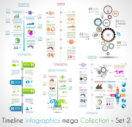 Modèle vectoriel de chronologie infographique 03 modèle infographie chronologie   