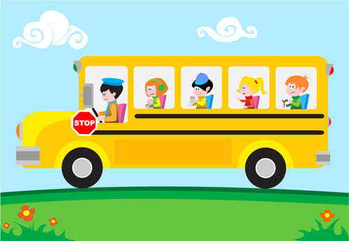 Enfants avec le vecteur de conception de bus kid enfants bus   