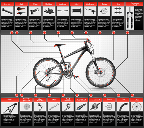 Mountainbike-Struktur Beschreibung Vektor 01 Struktur Fahrrad Beschreibung Berg   