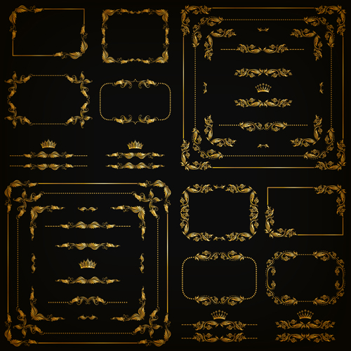 Orniergoldener Rahmen mit Ornamenten Vektor 02 Rahmen ornate Ornamente gold   