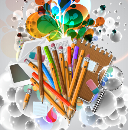 Crayon et outils d’apprentissage vecteur de fond 09 outils d’apprentissage crayon arrière plan   
