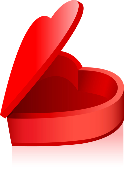 Vecteur de boîte-cadeau coeur rouge coffret cadeau coeur   