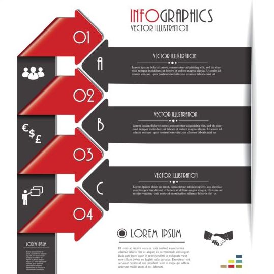 Rot mit schwarzem Infografie-Vektor 04 Schwarz rot Kreativ Infografik   