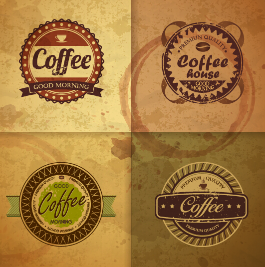 Rétro Design café étiquette vecteur 02 police rétro étiquette cafe   