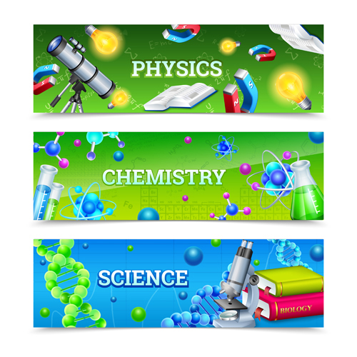 Science Experiment Banner Vektor 01 Wissenschaft experiment banner   