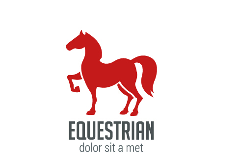 Vecteur simple de conception de logo équestre simple logo équitation   