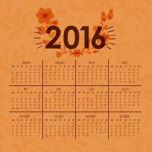 Simple mur calendrier 2016 Design vecteurs ensemble 12 simple mûr conception calendrier 2016   