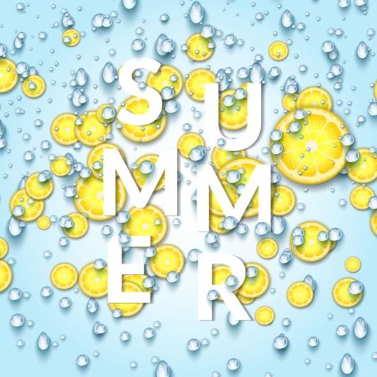 Sommer sprudelndes Wasserhintergrund mit Limonscheiben Vektor 01 Wasser Sommer Scheiben limon Hintergrund Fritzig   